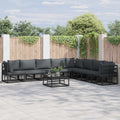 vidaXL Zestaw Sof na Ogród z poduszką 9 pcs Czarny Aluminium