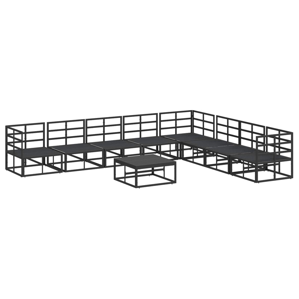 vidaXL Zestaw Sof na Ogród z poduszką 9 pcs Czarny Aluminium