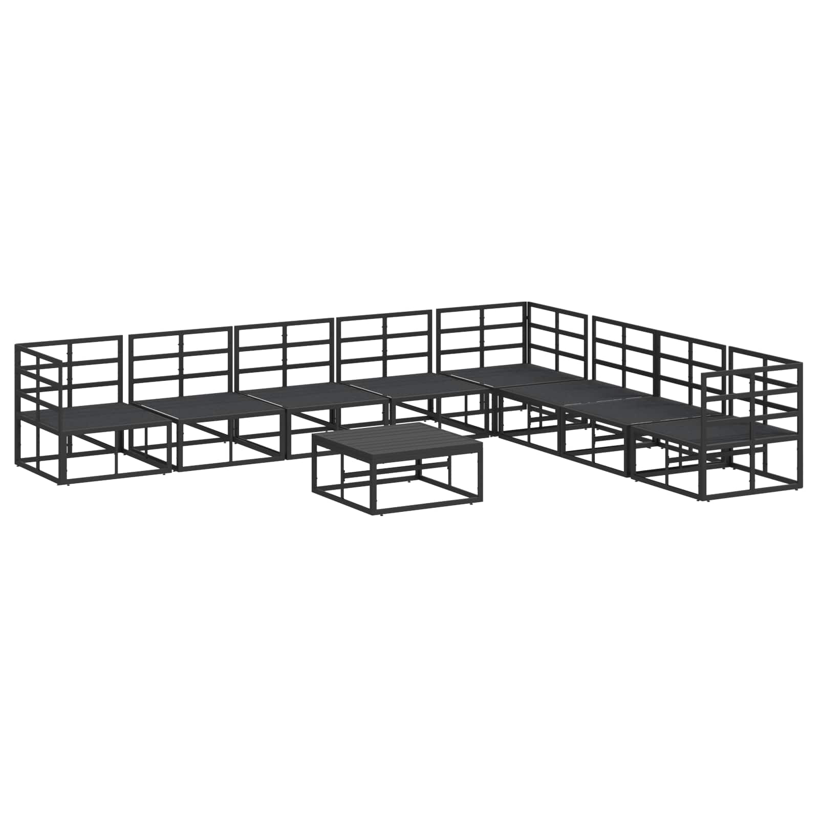 vidaXL Zestaw Sof na Ogród z poduszką 9 pcs Czarny Aluminium