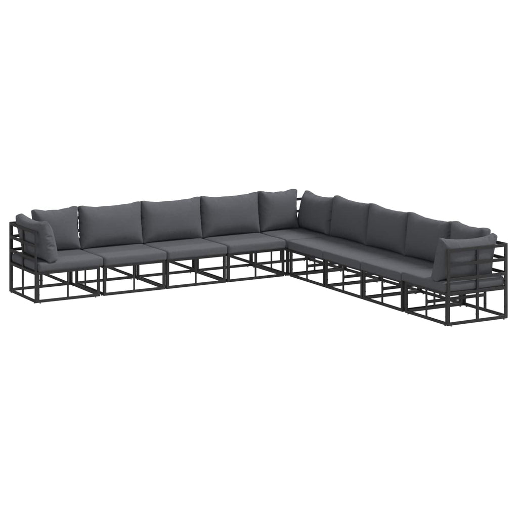 vidaXL Zestaw Sof na Ogród z poduszką 9 pcs Czarny Aluminium