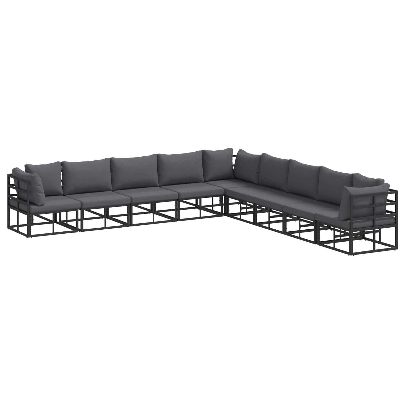 vidaXL Zestaw Sof na Ogród z poduszką 9 pcs Czarny Aluminium