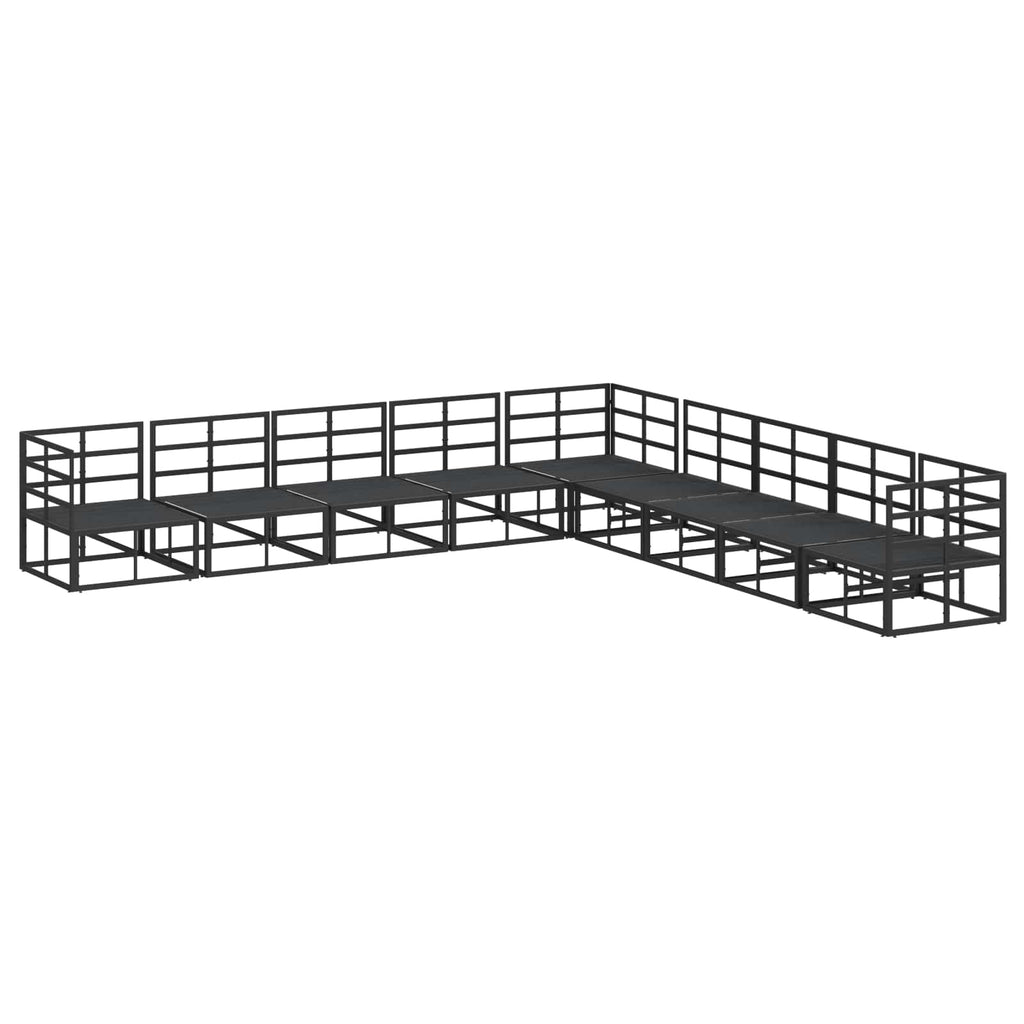 vidaXL Zestaw Sof na Ogród z poduszką 9 pcs Czarny Aluminium