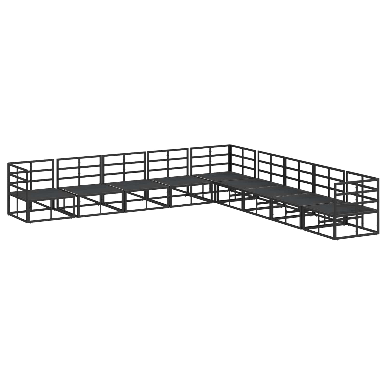 vidaXL Zestaw Sof na Ogród z poduszką 9 pcs Czarny Aluminium