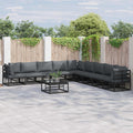 vidaXL Zestaw Sof na Ogród z poduszką 10 pcs Czarny Aluminium