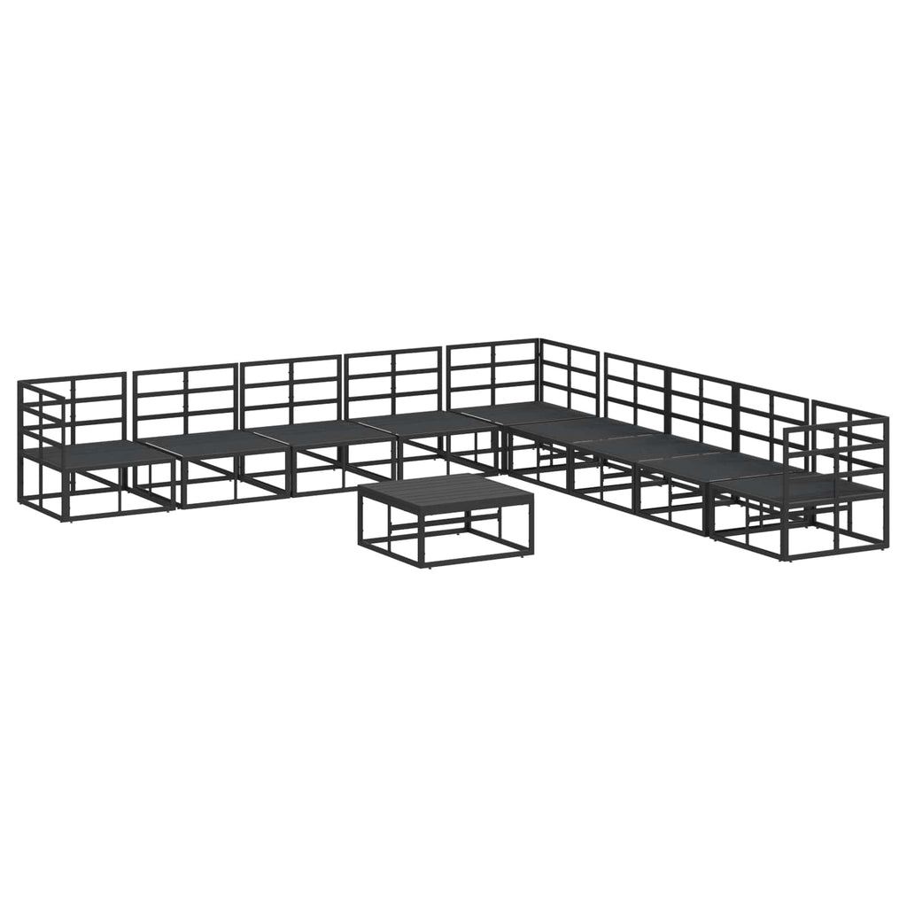 vidaXL Zestaw Sof na Ogród z poduszką 10 pcs Czarny Aluminium
