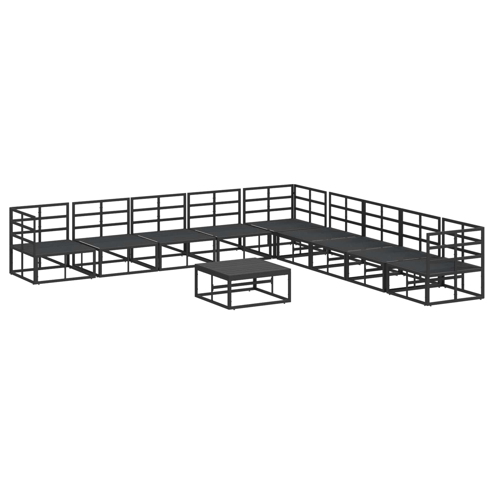 vidaXL Zestaw Sof na Ogród z poduszką 10 pcs Czarny Aluminium