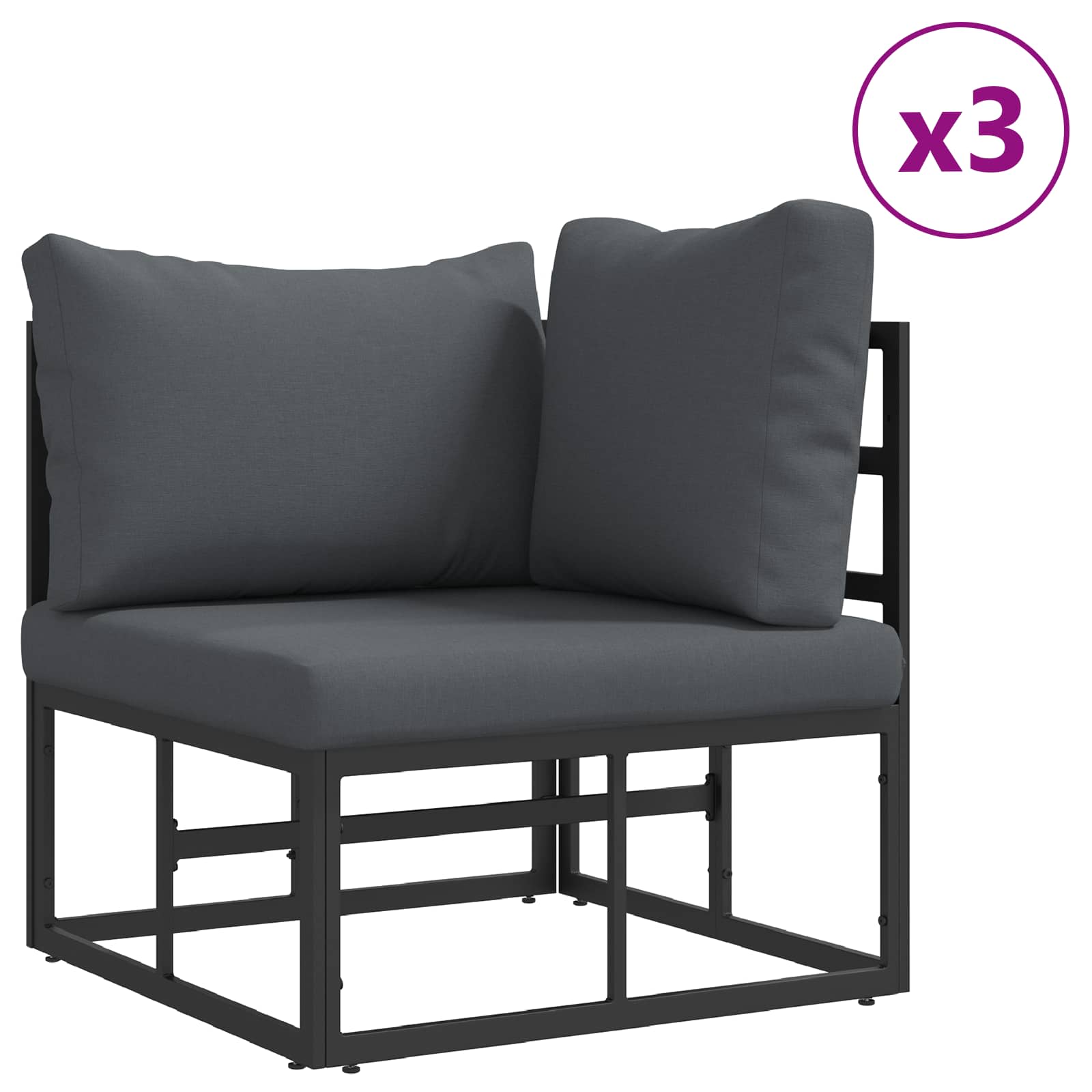 vidaXL Zestaw Sof na Ogród z poduszką 10 pcs Czarny Aluminium