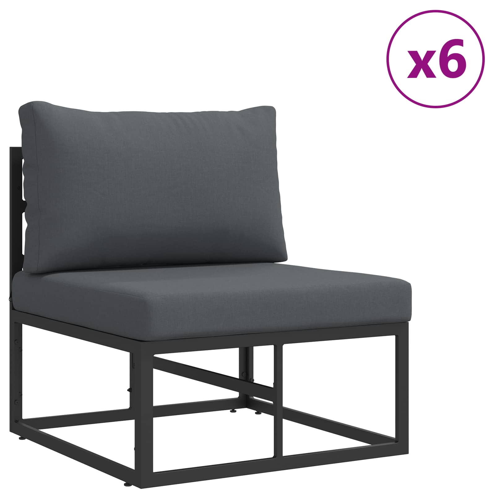 vidaXL Zestaw Sof na Ogród z poduszką 10 pcs Czarny Aluminium