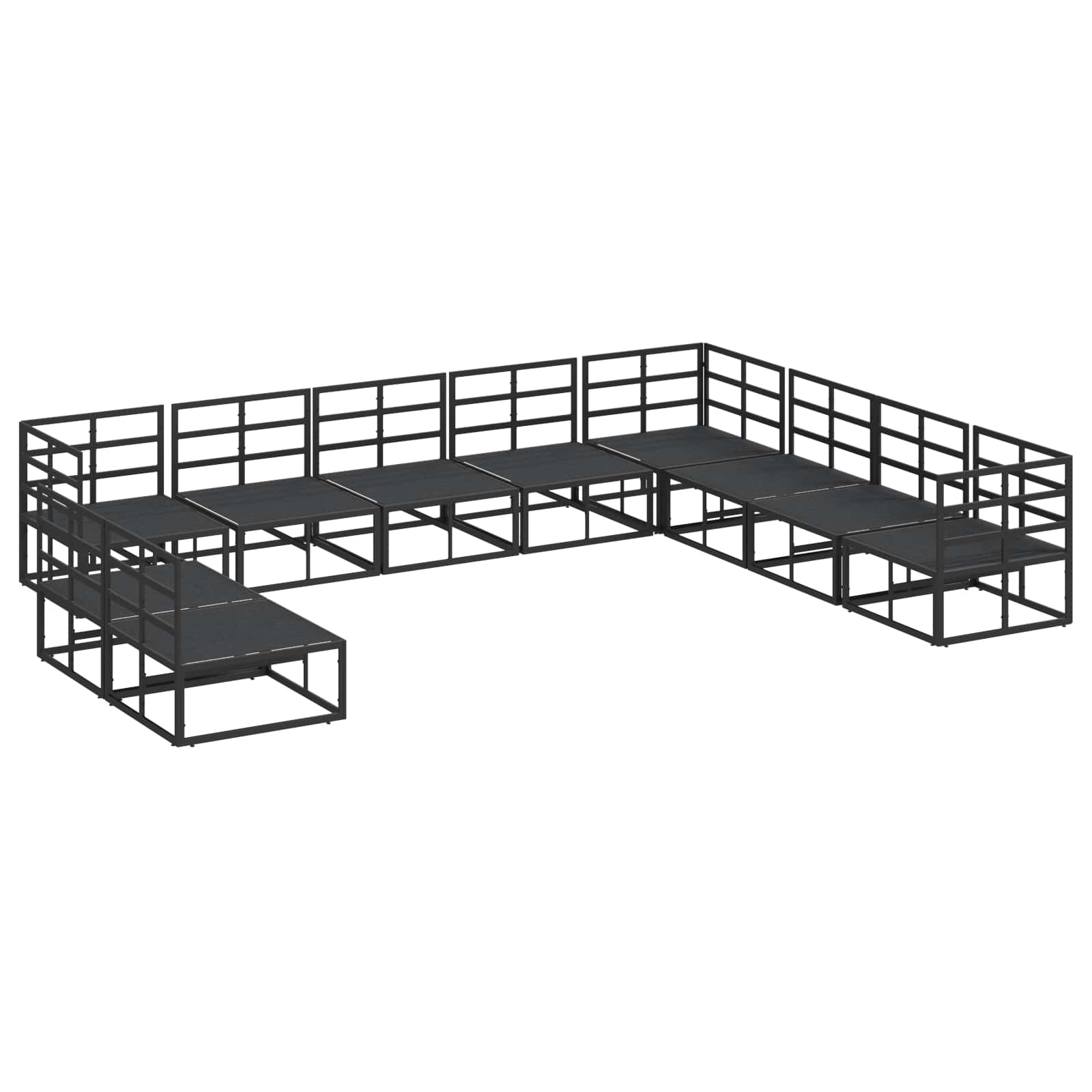 vidaXL Zestaw Sof na Ogród z poduszką 10 pcs Czarny Aluminium