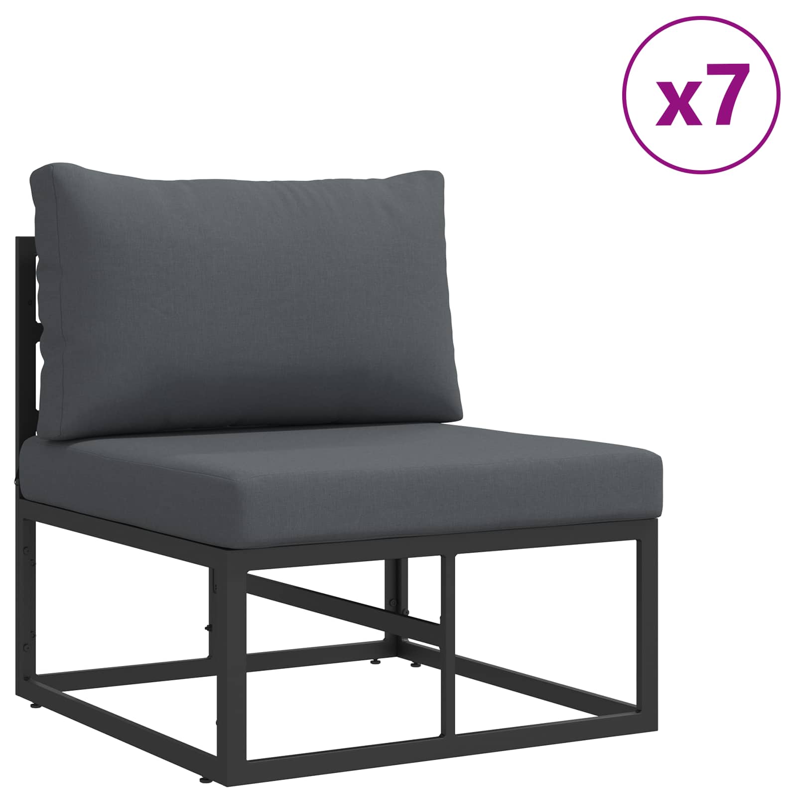 vidaXL Zestaw Sof na Ogród z poduszką 10 pcs Czarny Aluminium