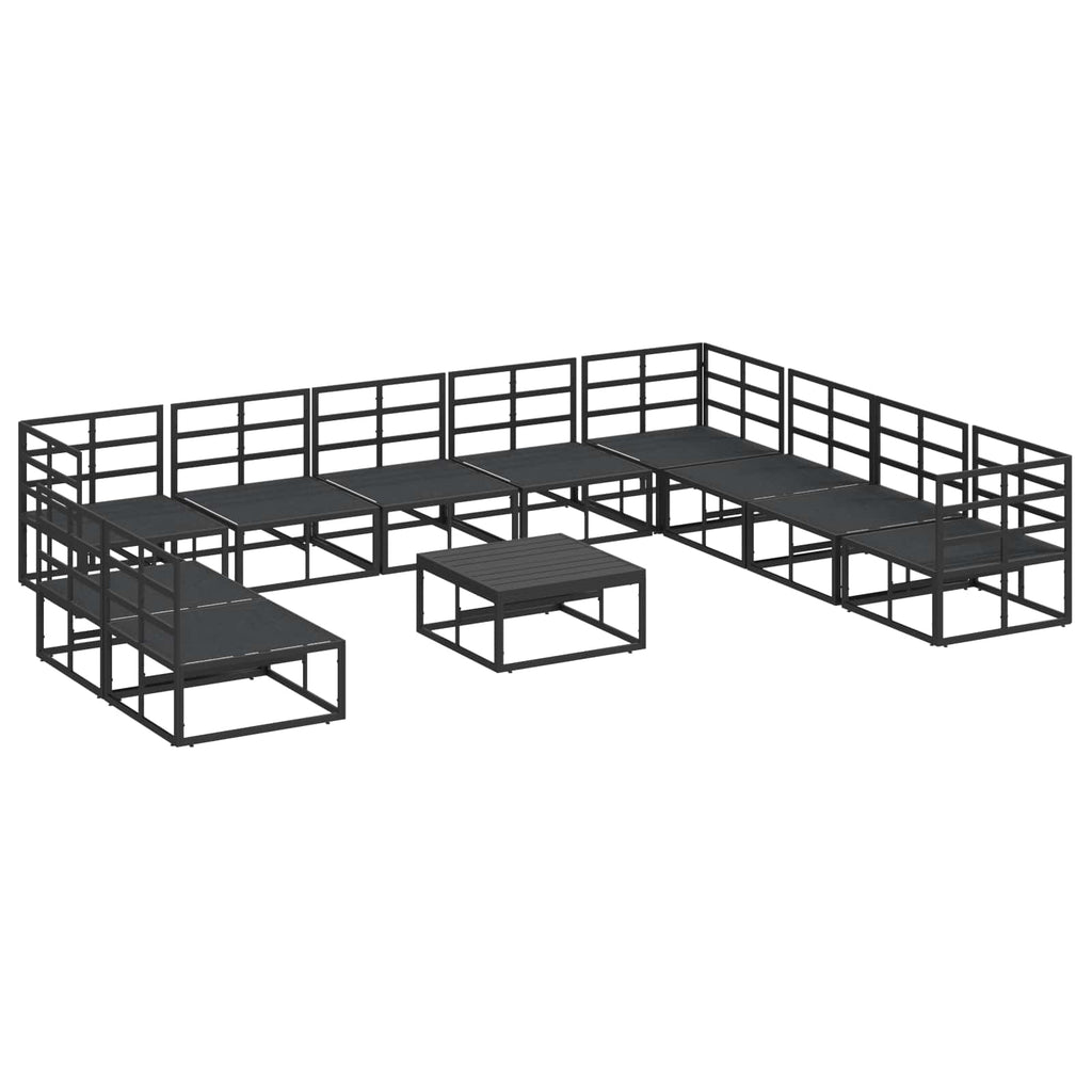 vidaXL Zestaw Sof na Ogród z poduszką 11 pcs Czarny Aluminium