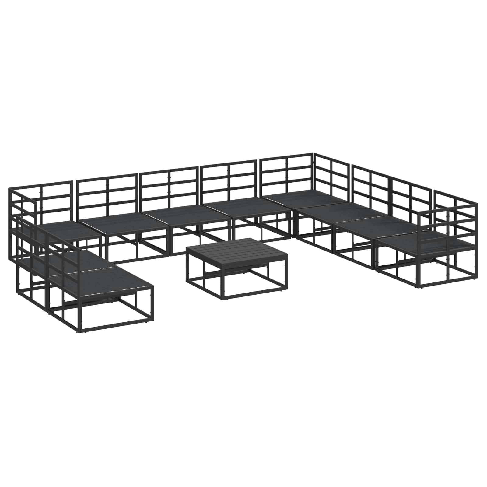 vidaXL Zestaw Sof na Ogród z poduszką 11 pcs Czarny Aluminium