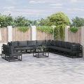 vidaXL Zestaw Sof na Ogród z poduszką 11 pcs Czarny Aluminium