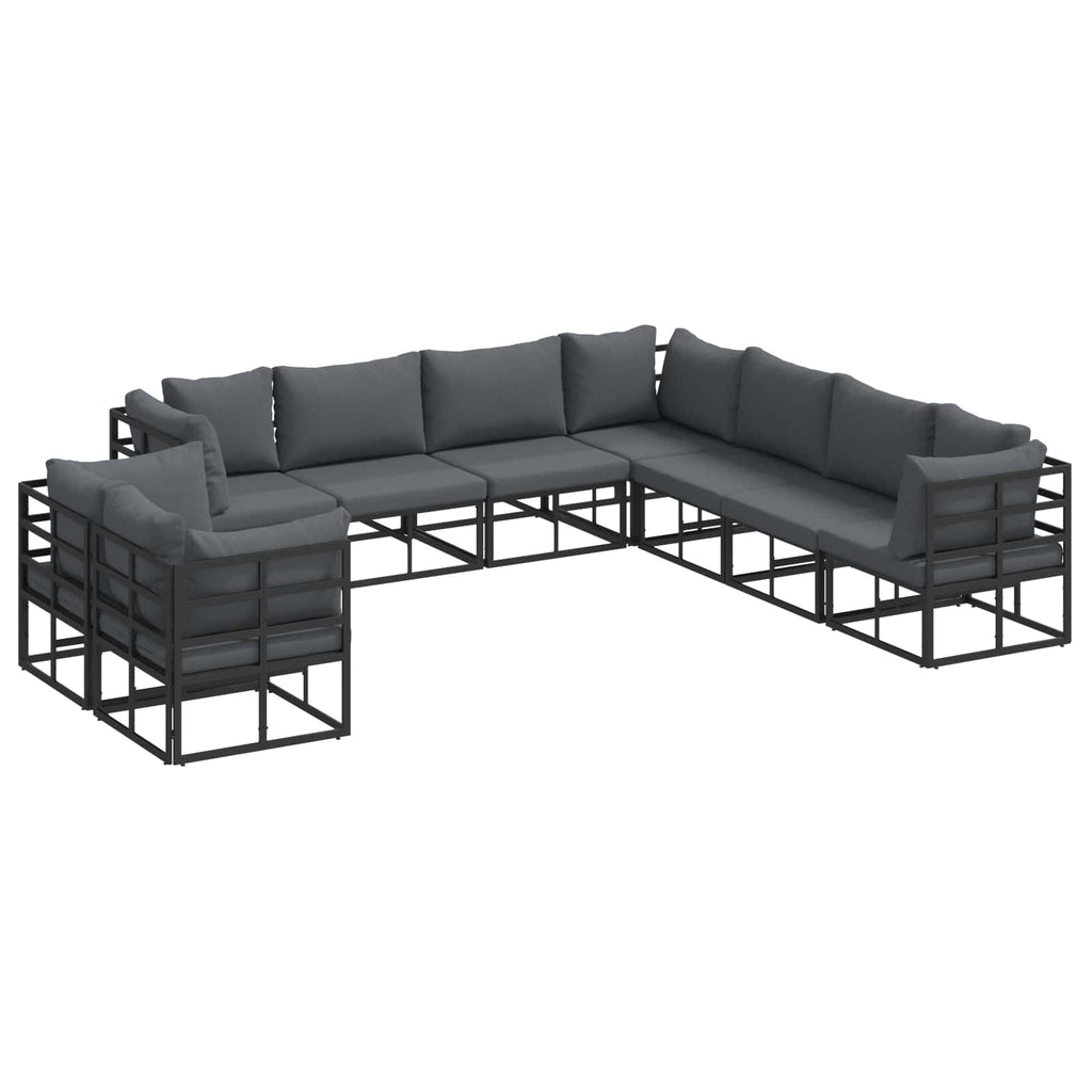 vidaXL Zestaw Sof na Ogród z poduszką 9 pcs Czarny Aluminium