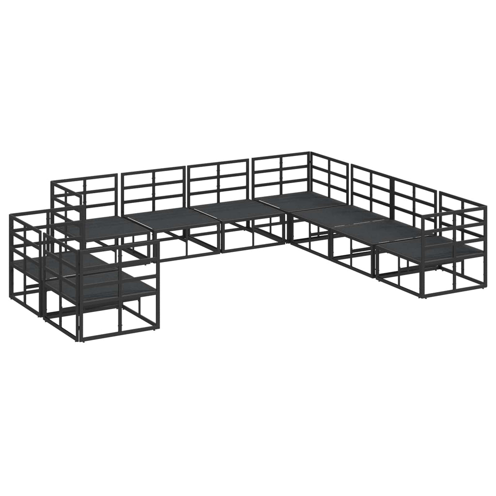 vidaXL Zestaw Sof na Ogród z poduszką 9 pcs Czarny Aluminium