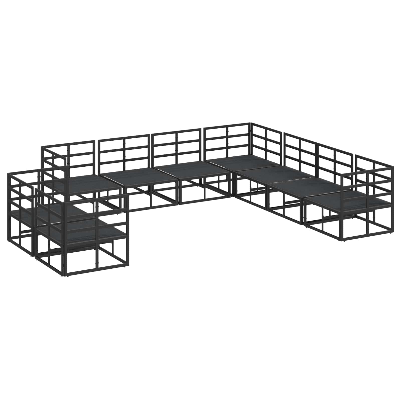 vidaXL Zestaw Sof na Ogród z poduszką 9 pcs Czarny Aluminium