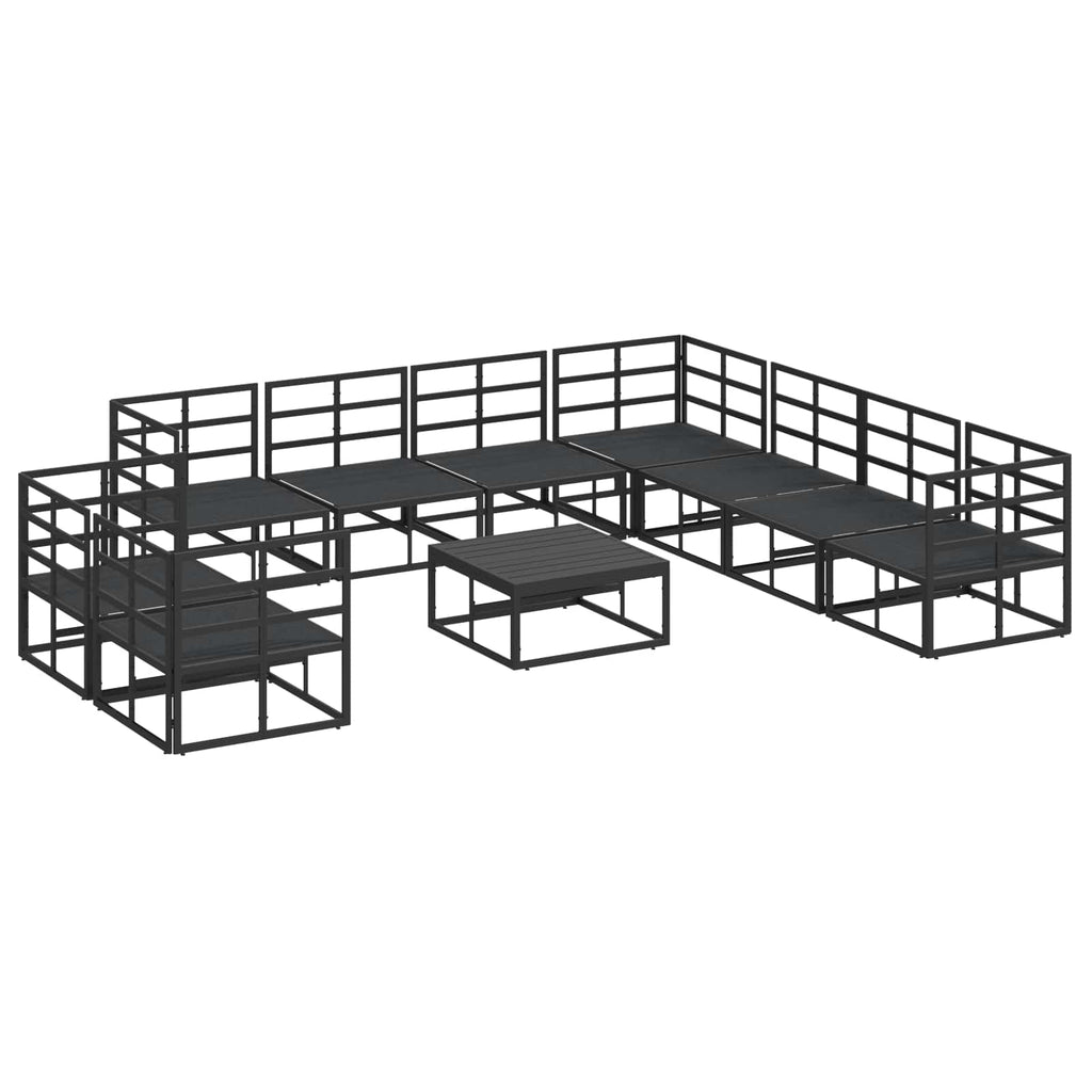 vidaXL Zestaw Sof na Ogród z poduszką 10 pcs Czarny Aluminium