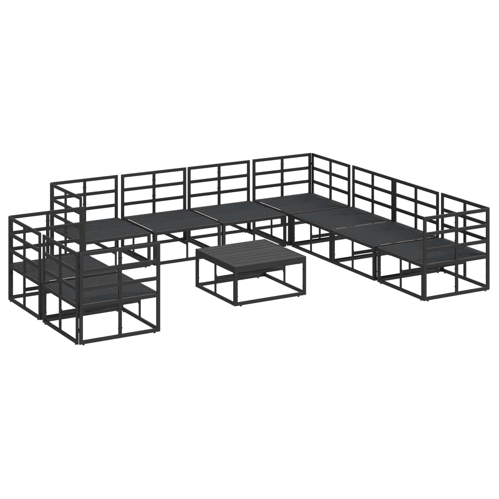 vidaXL Zestaw Sof na Ogród z poduszką 10 pcs Czarny Aluminium