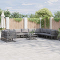 vidaXL Zestaw Sof na Ogród z poduszką 10 pcs Czarny Aluminium