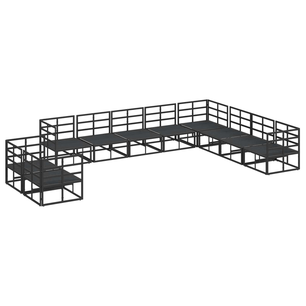 vidaXL Zestaw Sof na Ogród z poduszką 10 pcs Czarny Aluminium