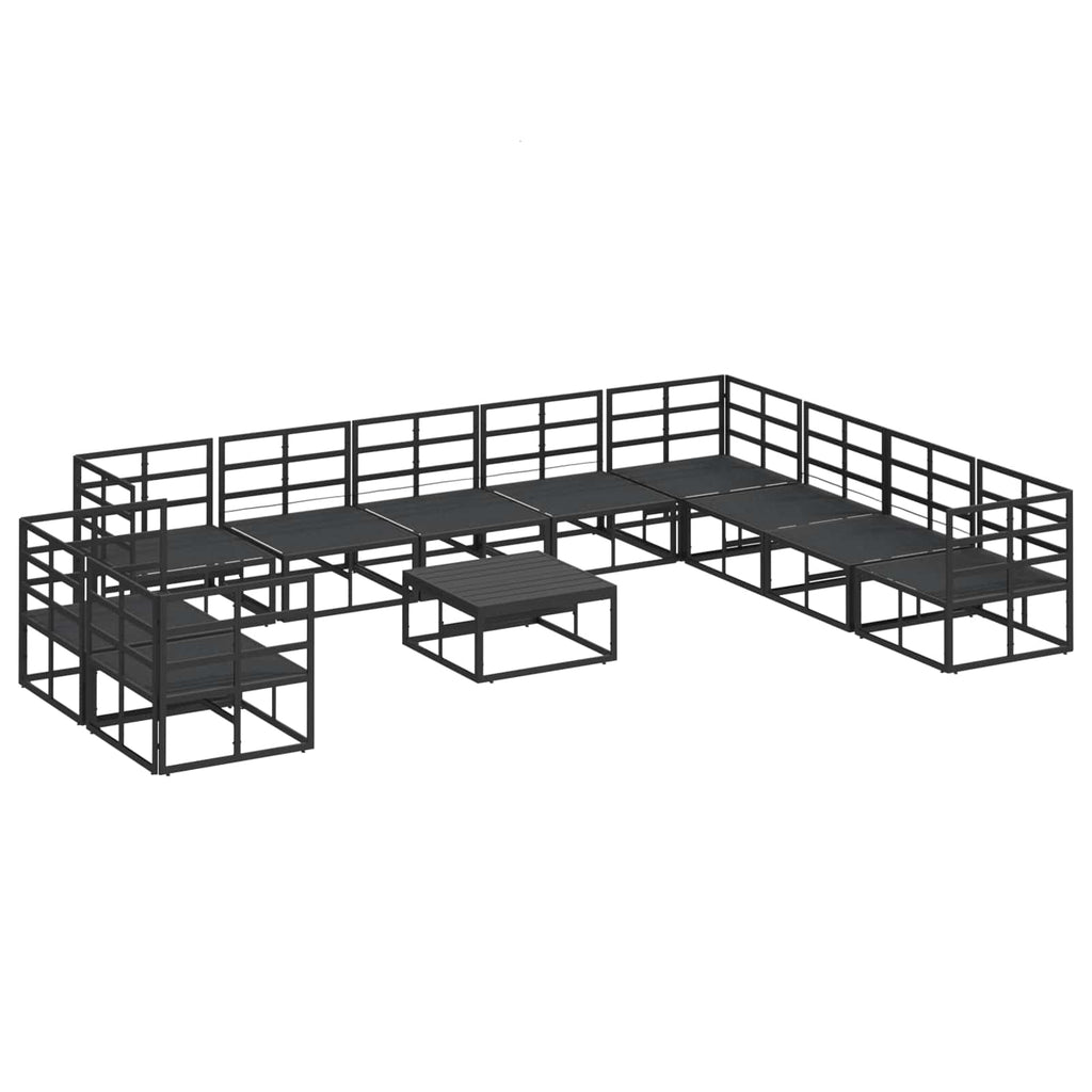 vidaXL Zestaw Sof na Ogród z poduszką 11 pcs Czarny Aluminium