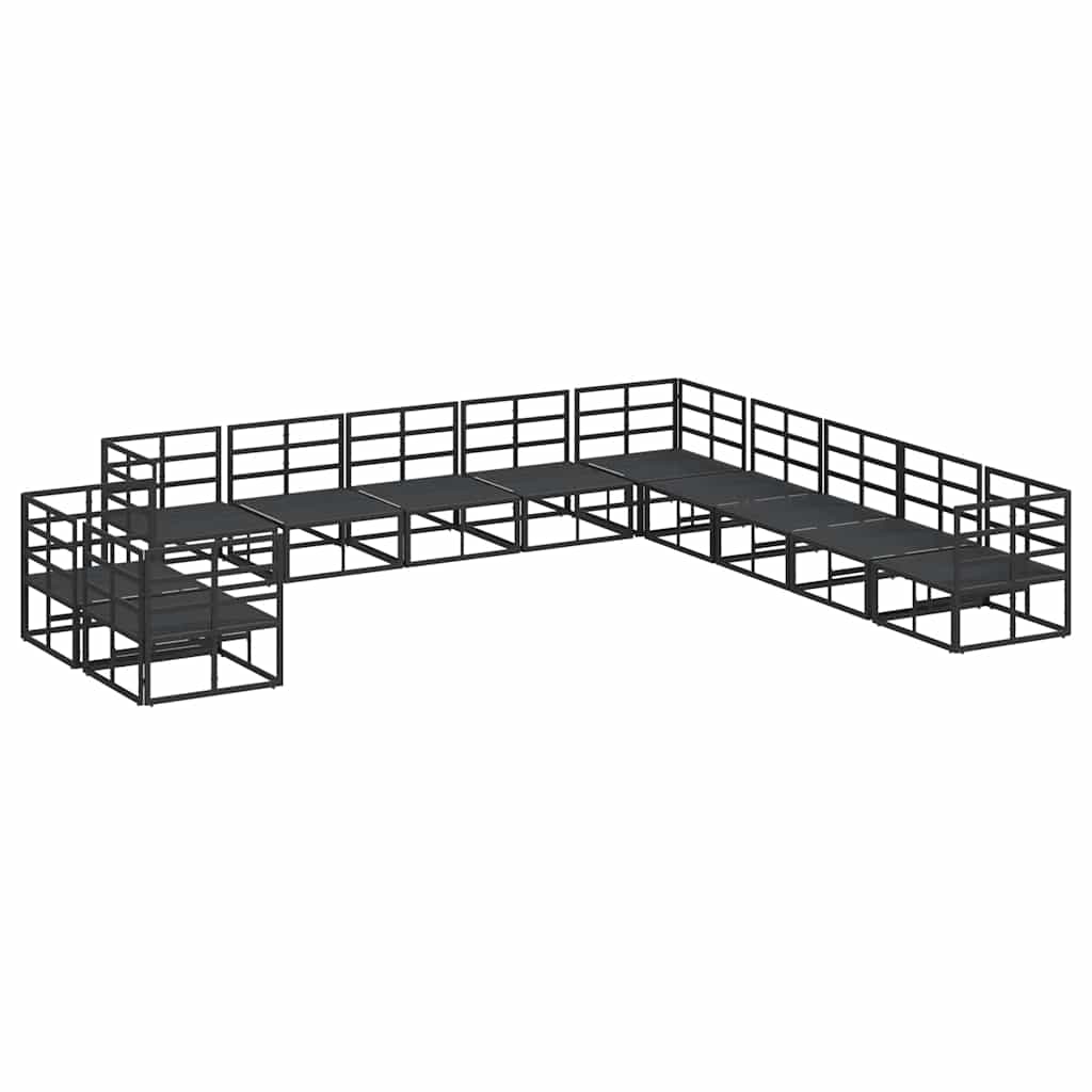 vidaXL Zestaw Sof na Ogród z poduszką 11 pcs Czarny Aluminium