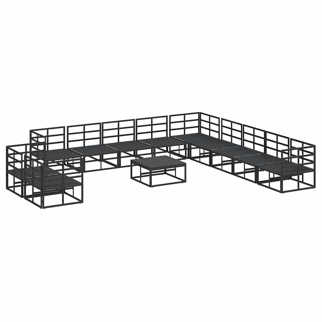 vidaXL Zestaw Sof na Ogród z poduszką 12 pcs Czarny Aluminium