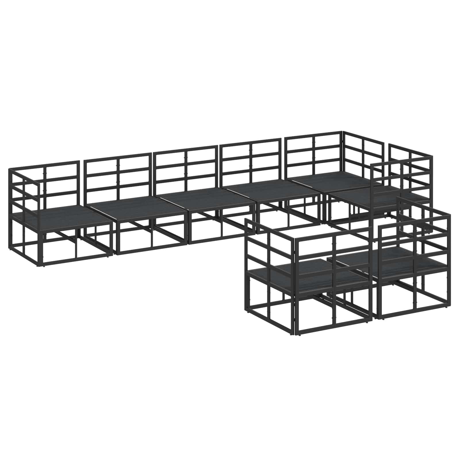 vidaXL Zestaw Sof na Ogród z poduszką 8 pcs Czarny Aluminium