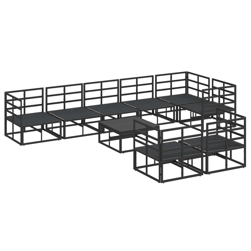 vidaXL Zestaw Sof na Ogród z poduszką 9 pcs Czarny Aluminium