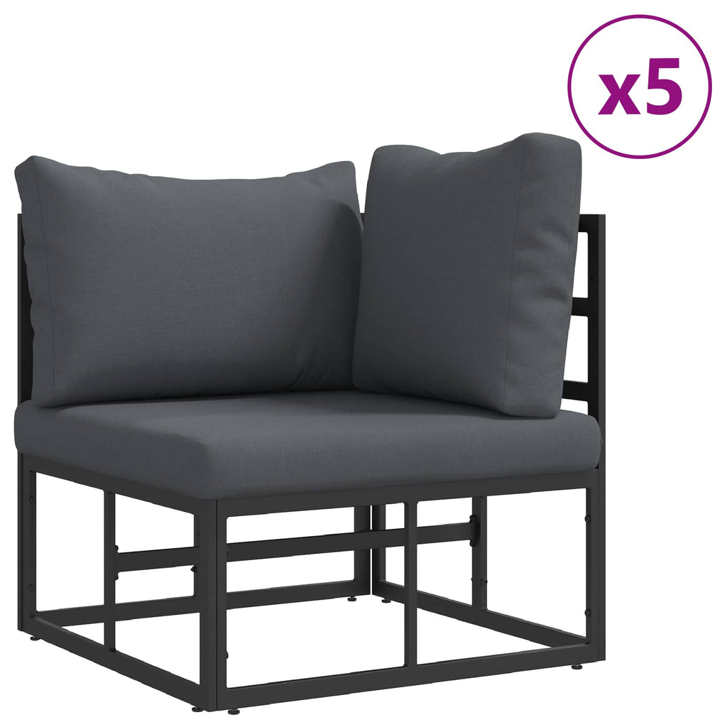 vidaXL Zestaw Sof na Ogród z poduszką 9 pcs Czarny Aluminium
