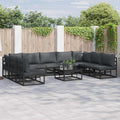 vidaXL Zestaw Sof na Ogród z poduszką 9 pcs Czarny Aluminium