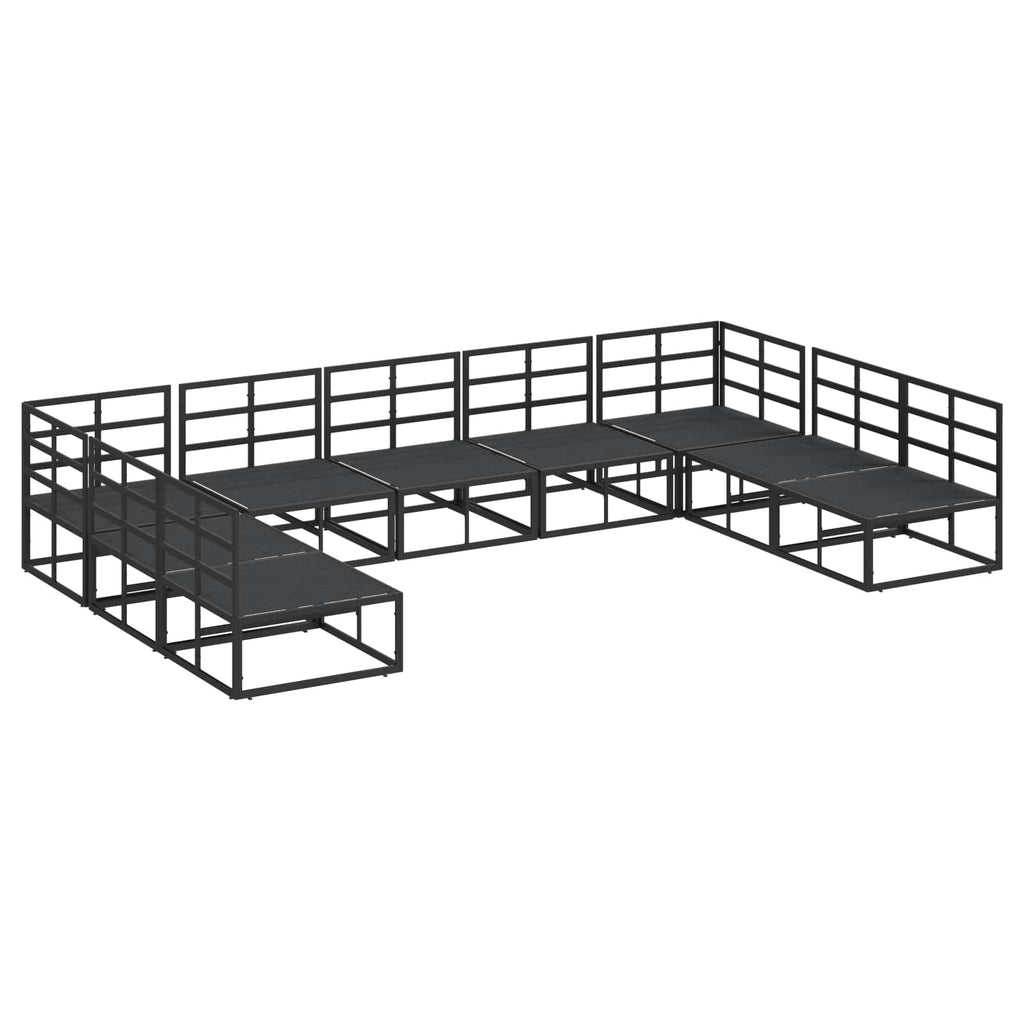 vidaXL Zestaw Sof na Ogród z poduszką 9 pcs Czarny Aluminium