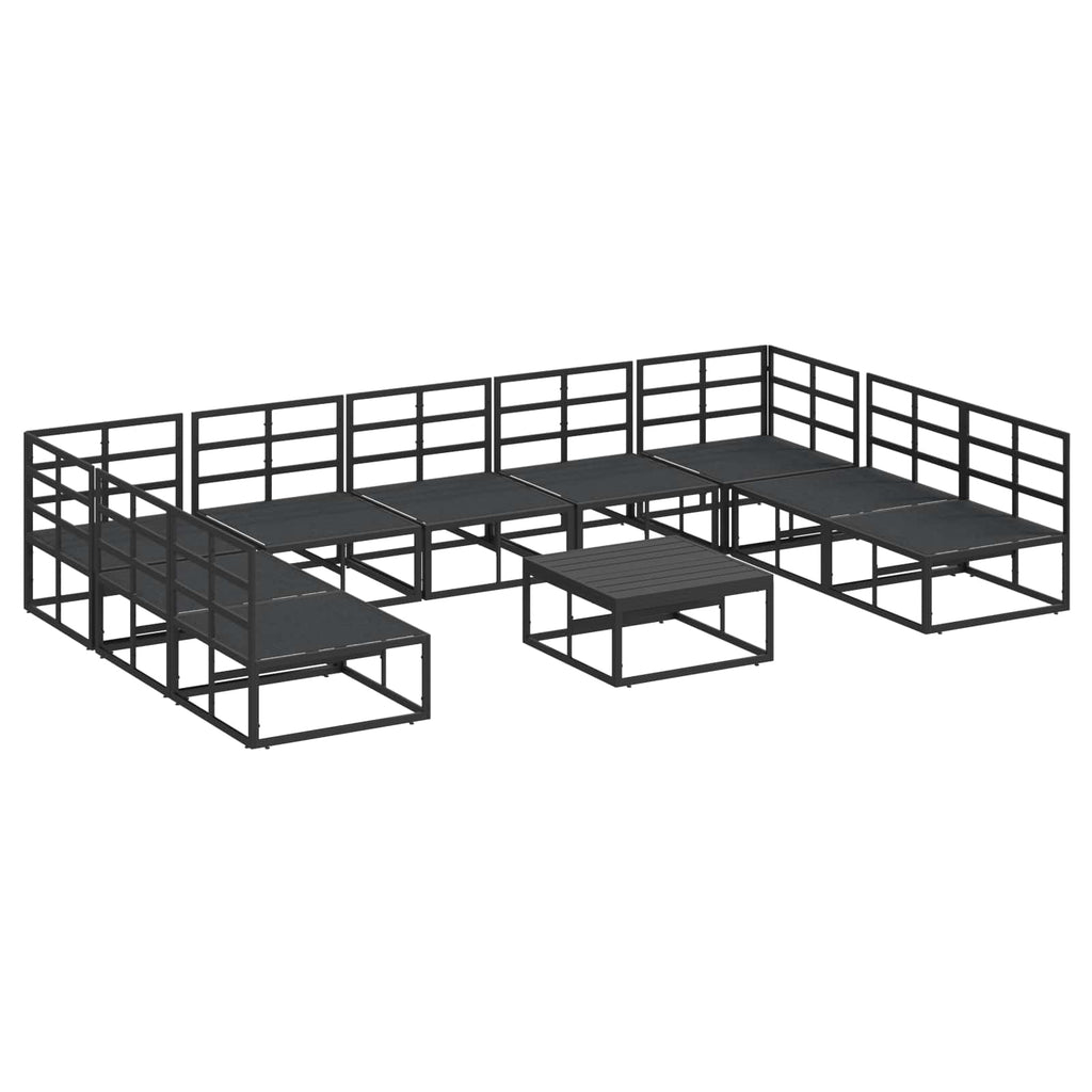 vidaXL Zestaw Sof na Ogród z poduszką 10 pcs Czarny Aluminium