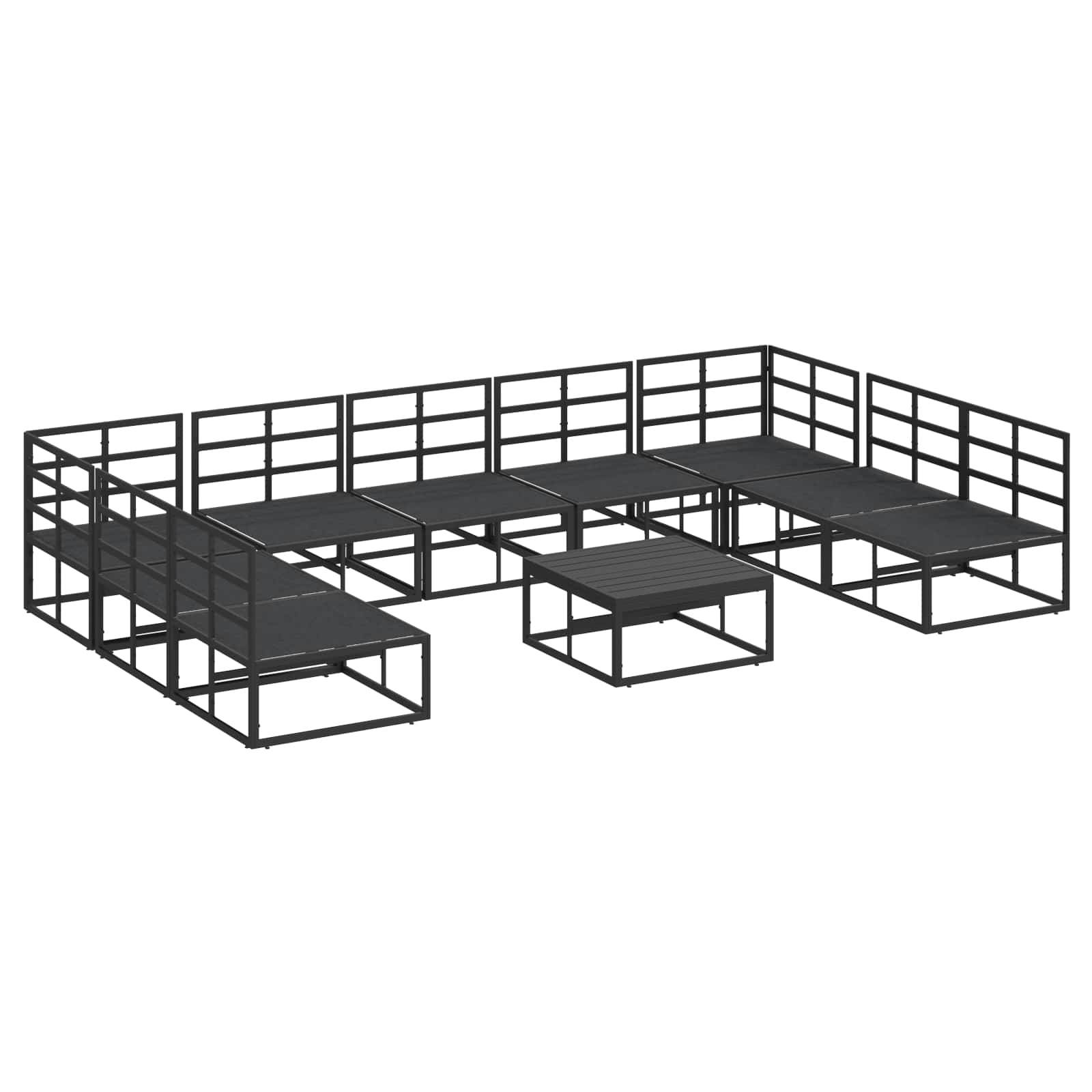 vidaXL Zestaw Sof na Ogród z poduszką 10 pcs Czarny Aluminium