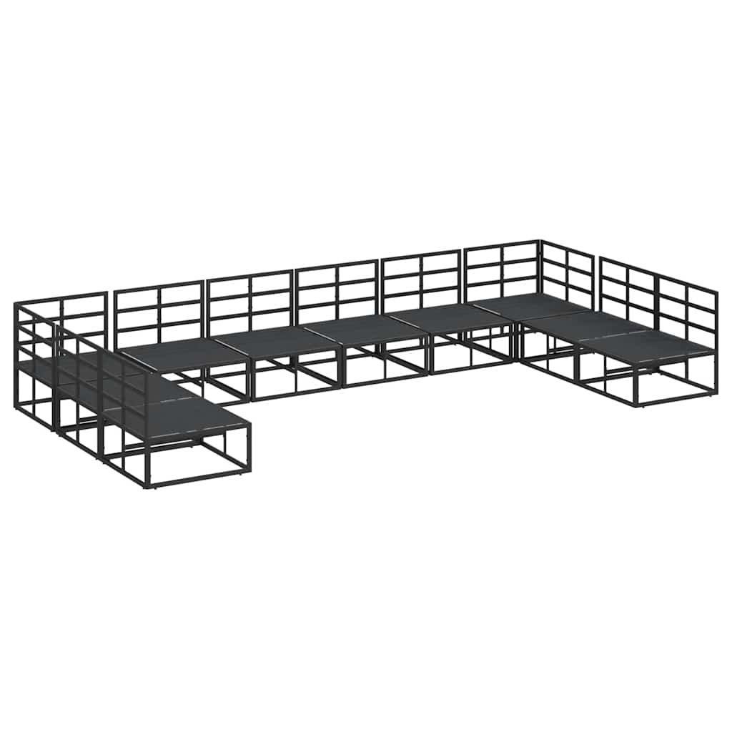 vidaXL Zestaw Sof na Ogród z poduszką 10 pcs Czarny Aluminium