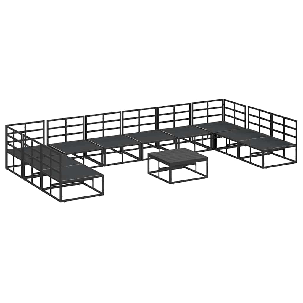 vidaXL Zestaw Sof na Ogród z poduszką 11 pcs Czarny Aluminium