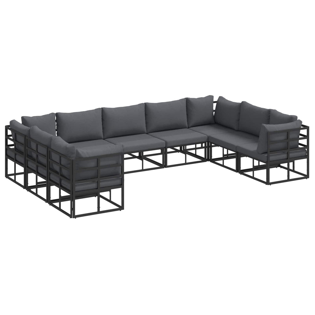 vidaXL Zestaw Sof na Ogród z poduszką 9 pcs Czarny Aluminium