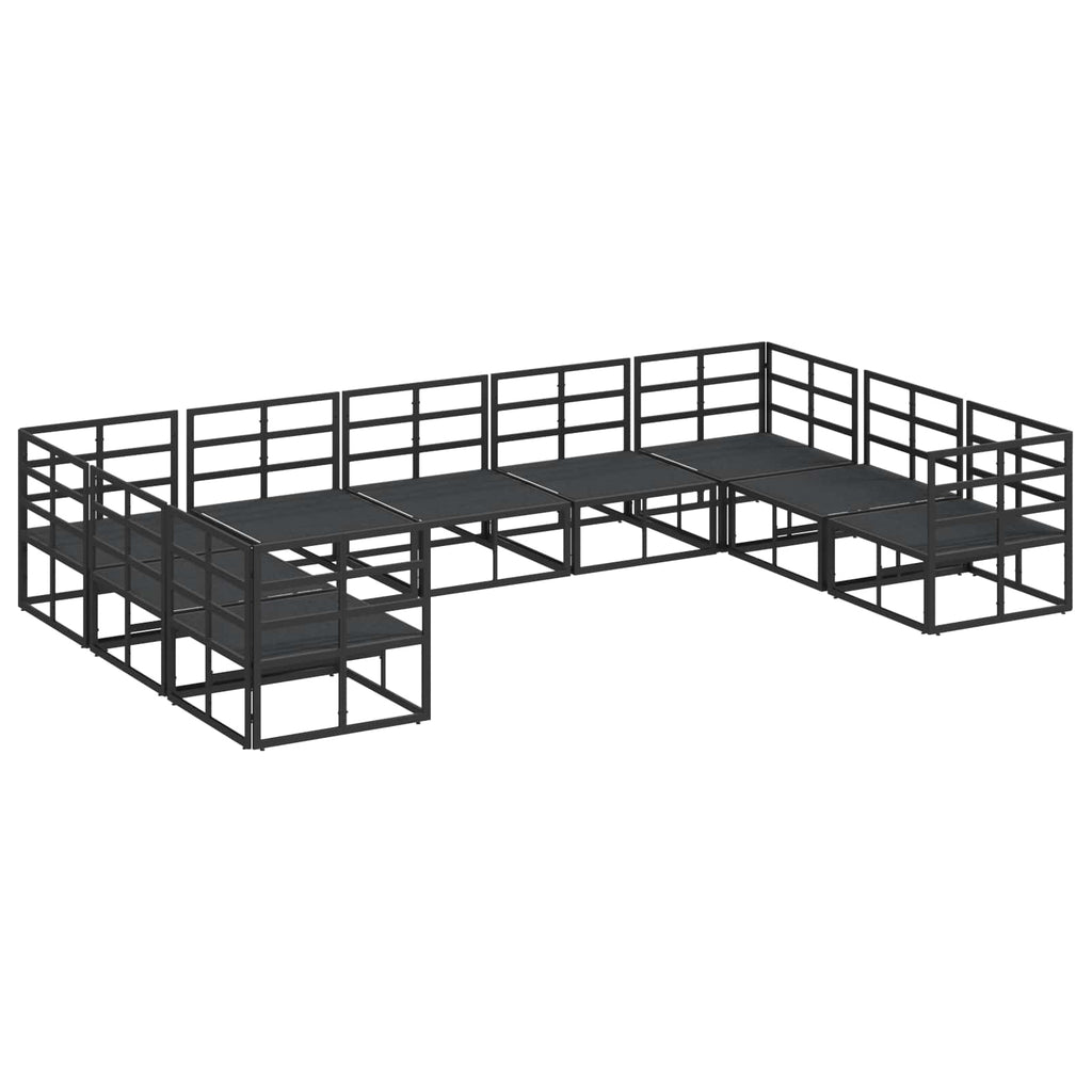 vidaXL Zestaw Sof na Ogród z poduszką 9 pcs Czarny Aluminium