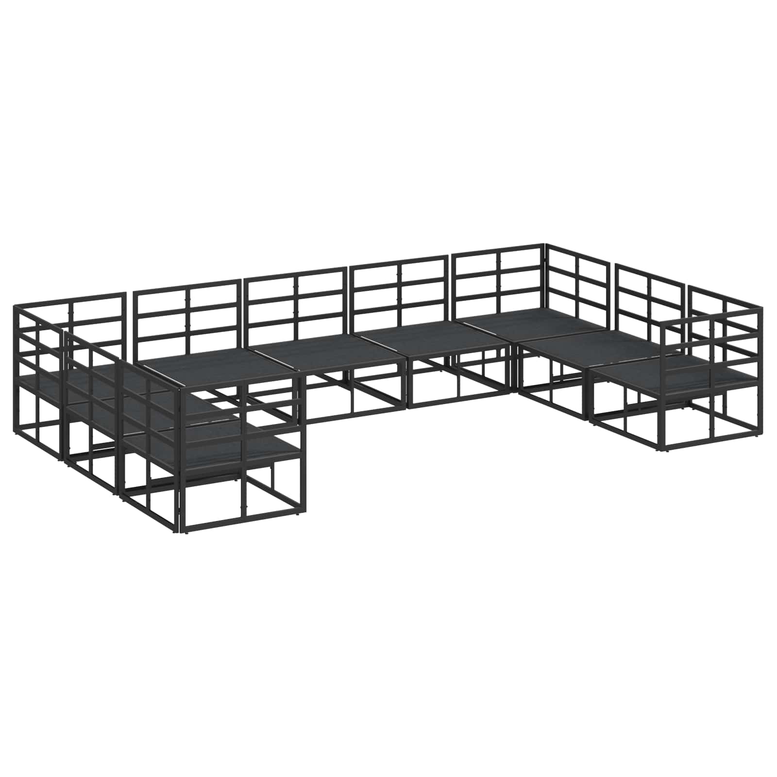 vidaXL Zestaw Sof na Ogród z poduszką 9 pcs Czarny Aluminium