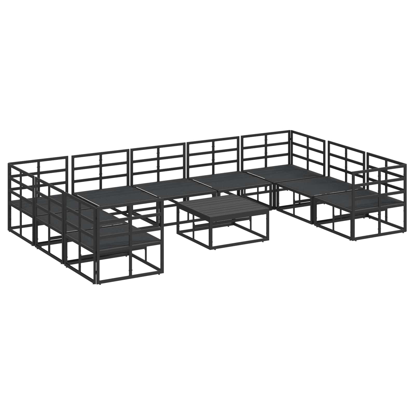 vidaXL Zestaw Sof na Ogród z poduszką 10 pcs Czarny Aluminium