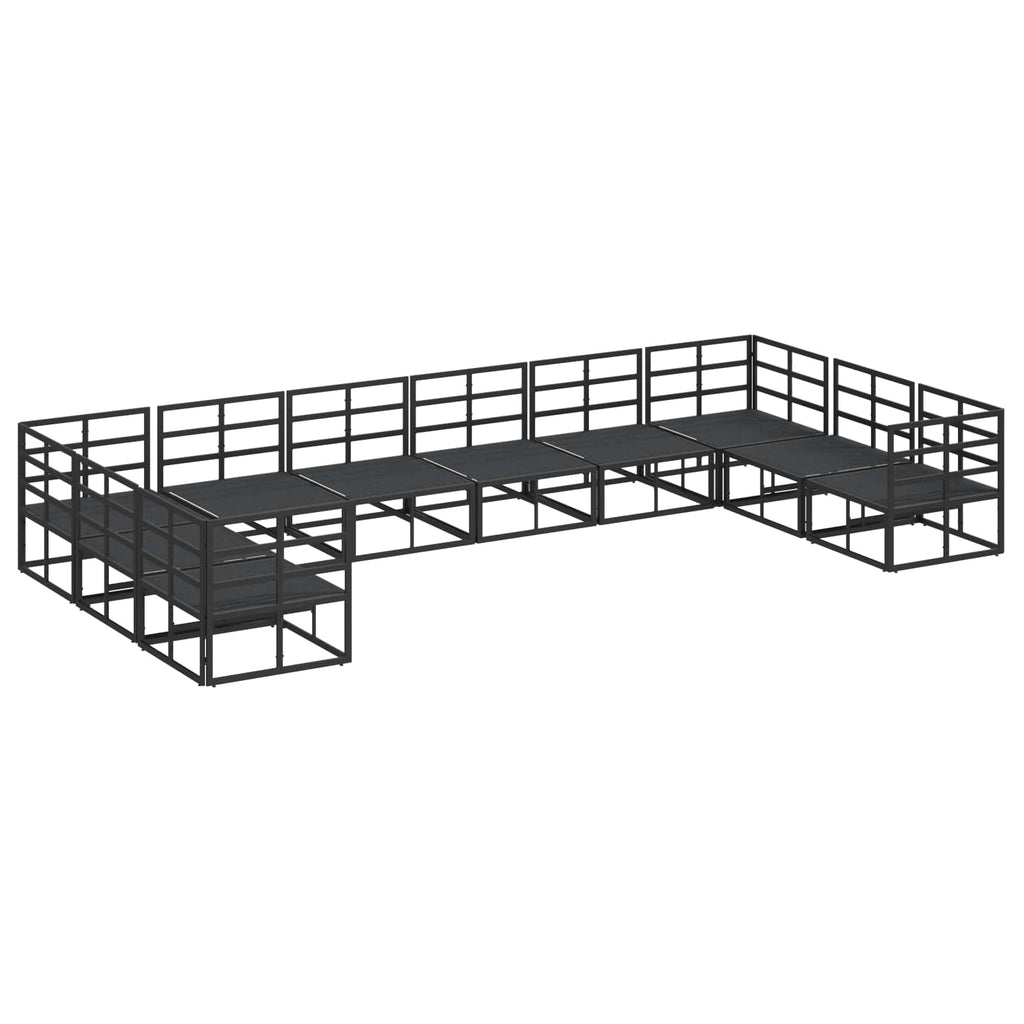 vidaXL Zestaw Sof na Ogród z poduszką 10 pcs Czarny Aluminium