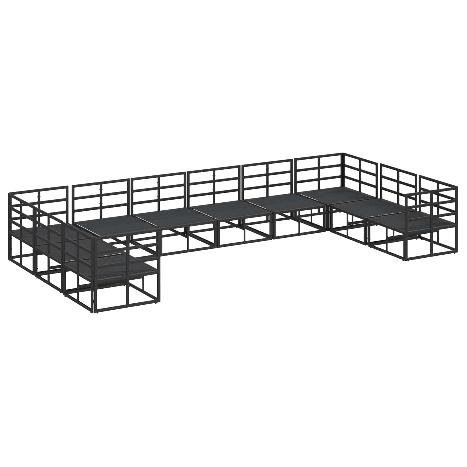 vidaXL Zestaw Sof na Ogród z poduszką 10 pcs Czarny Aluminium