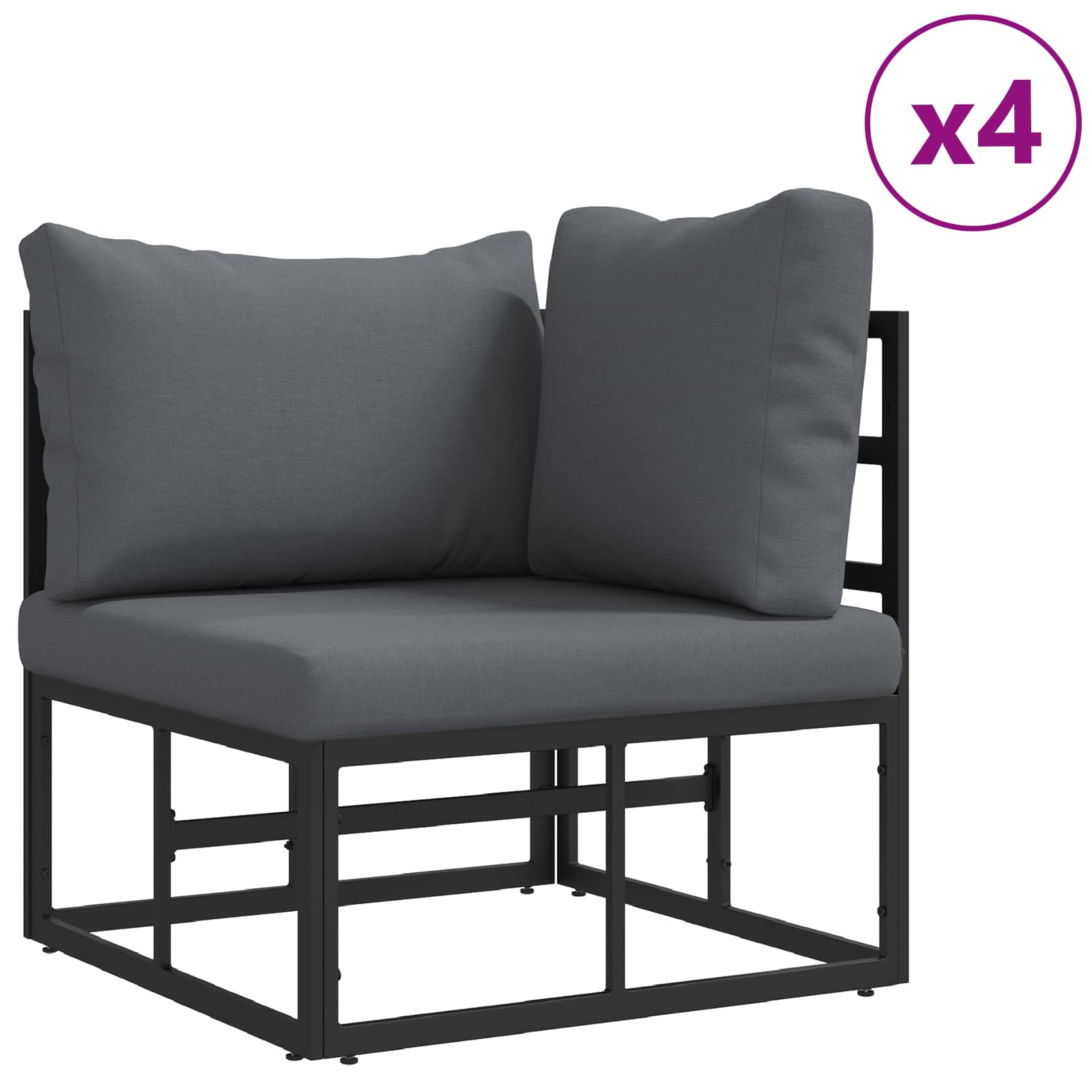 vidaXL Zestaw Sof na Ogród z poduszką 10 pcs Czarny Aluminium