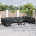 vidaXL Zestaw Sof na Ogród z poduszką 11 pcs Czarny Aluminium