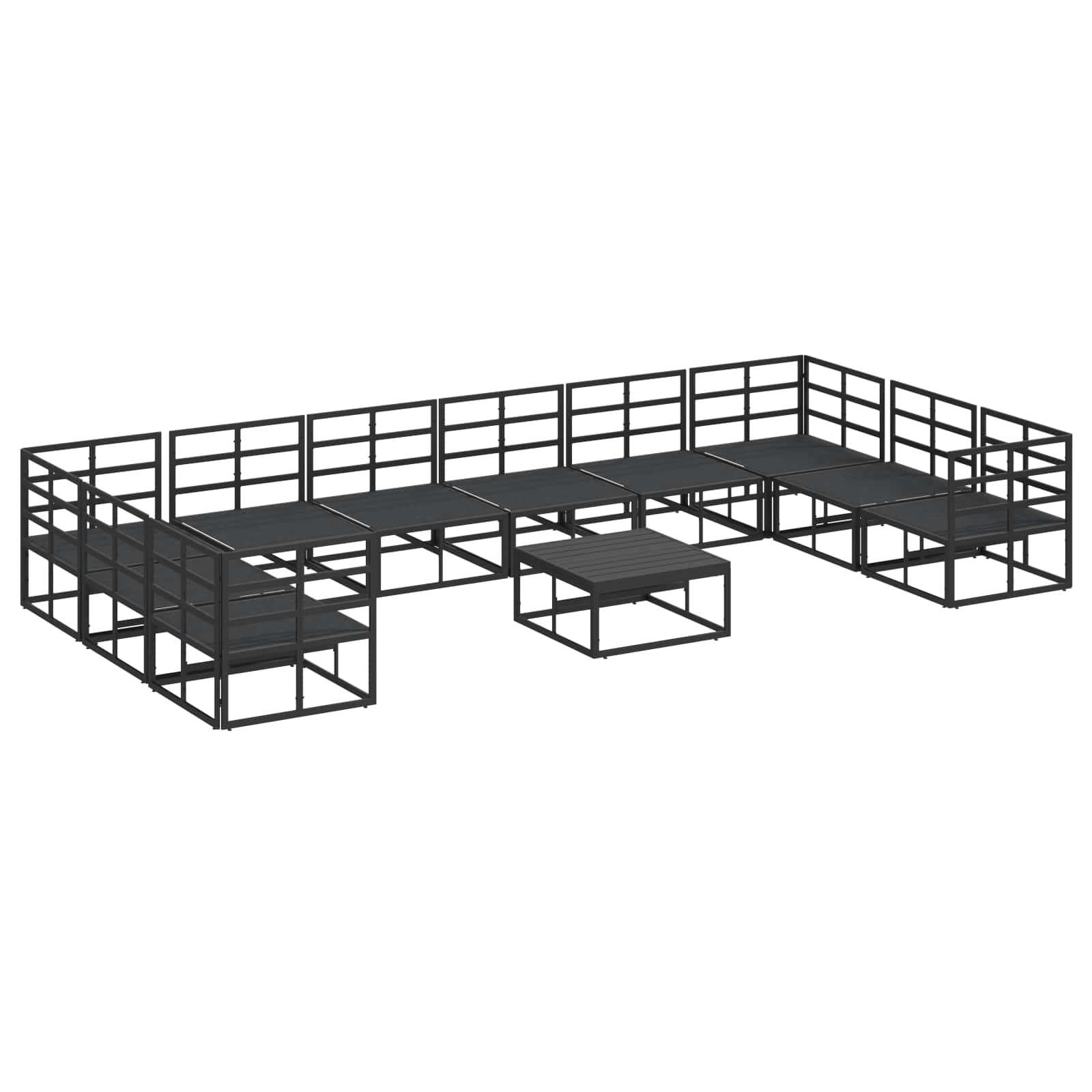 vidaXL Zestaw Sof na Ogród z poduszką 11 pcs Czarny Aluminium