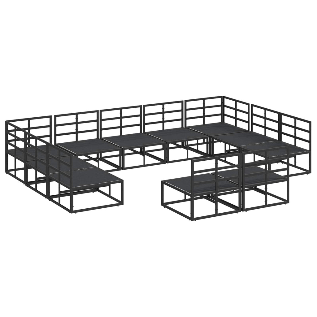 vidaXL Zestaw Sof na Ogród z poduszką 11 pcs Czarny Aluminium
