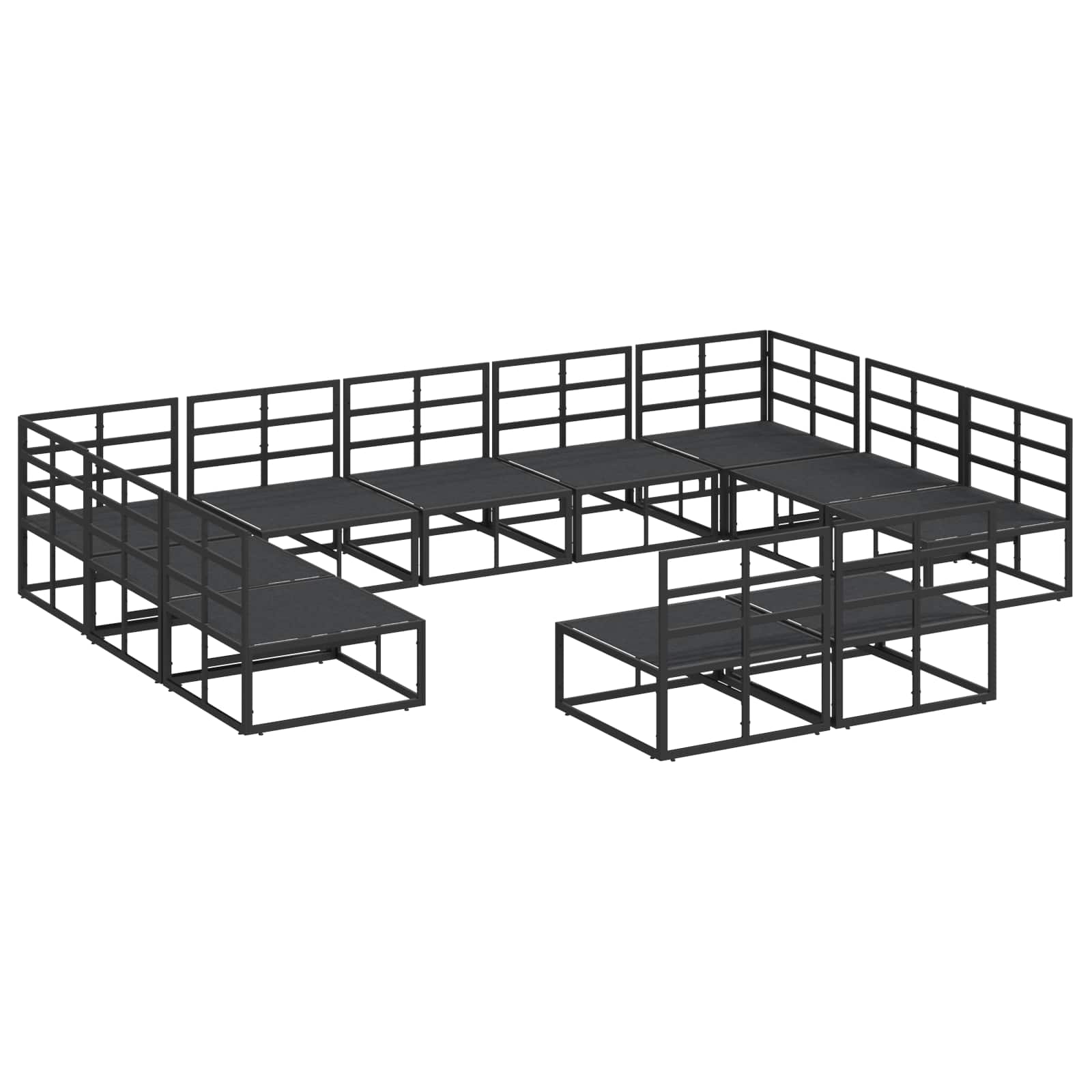 vidaXL Zestaw Sof na Ogród z poduszką 11 pcs Czarny Aluminium