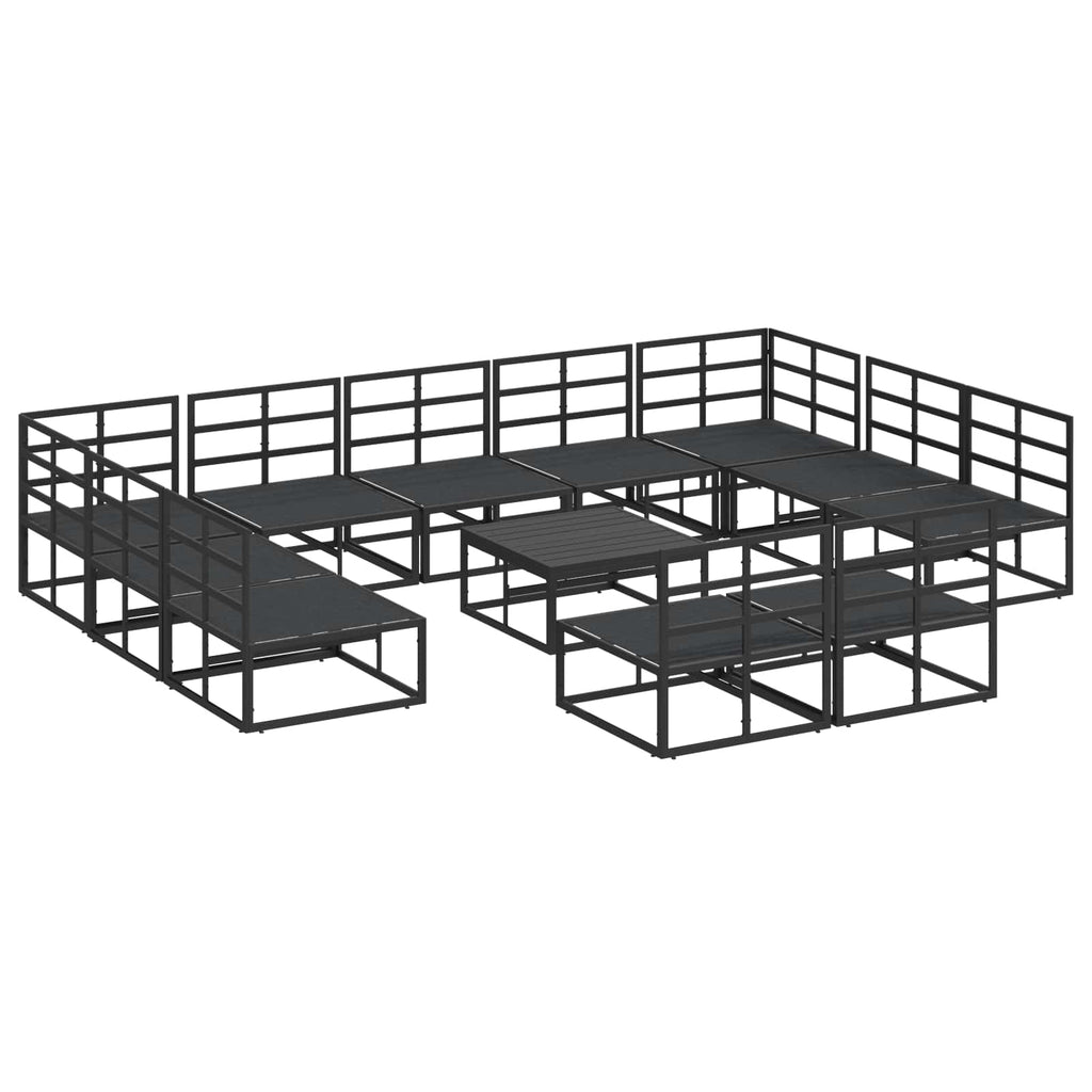 vidaXL Zestaw Sof na Ogród z poduszką 12 pcs Czarny Aluminium
