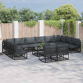 vidaXL Zestaw Sof na Ogród z poduszką 12 pcs Czarny Aluminium