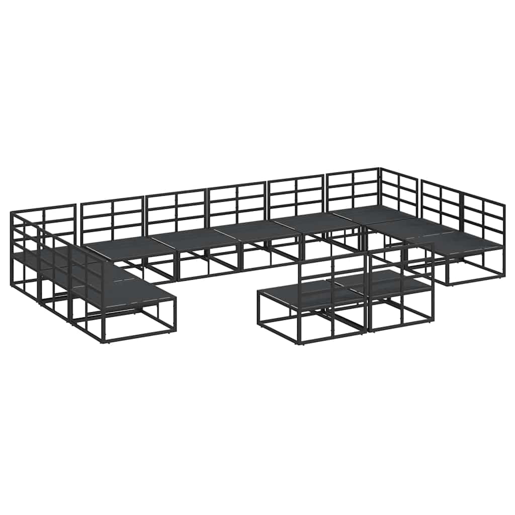 vidaXL Zestaw Sof na Ogród z poduszką 12 pcs Czarny Aluminium